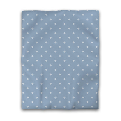 Blue Cotton Sateen Duvet Cover, Off-white Hand-painted Swizzle Motif Print, CSDU-1231-172, Twin - 178 x 229 cm / 70 x 90 inches