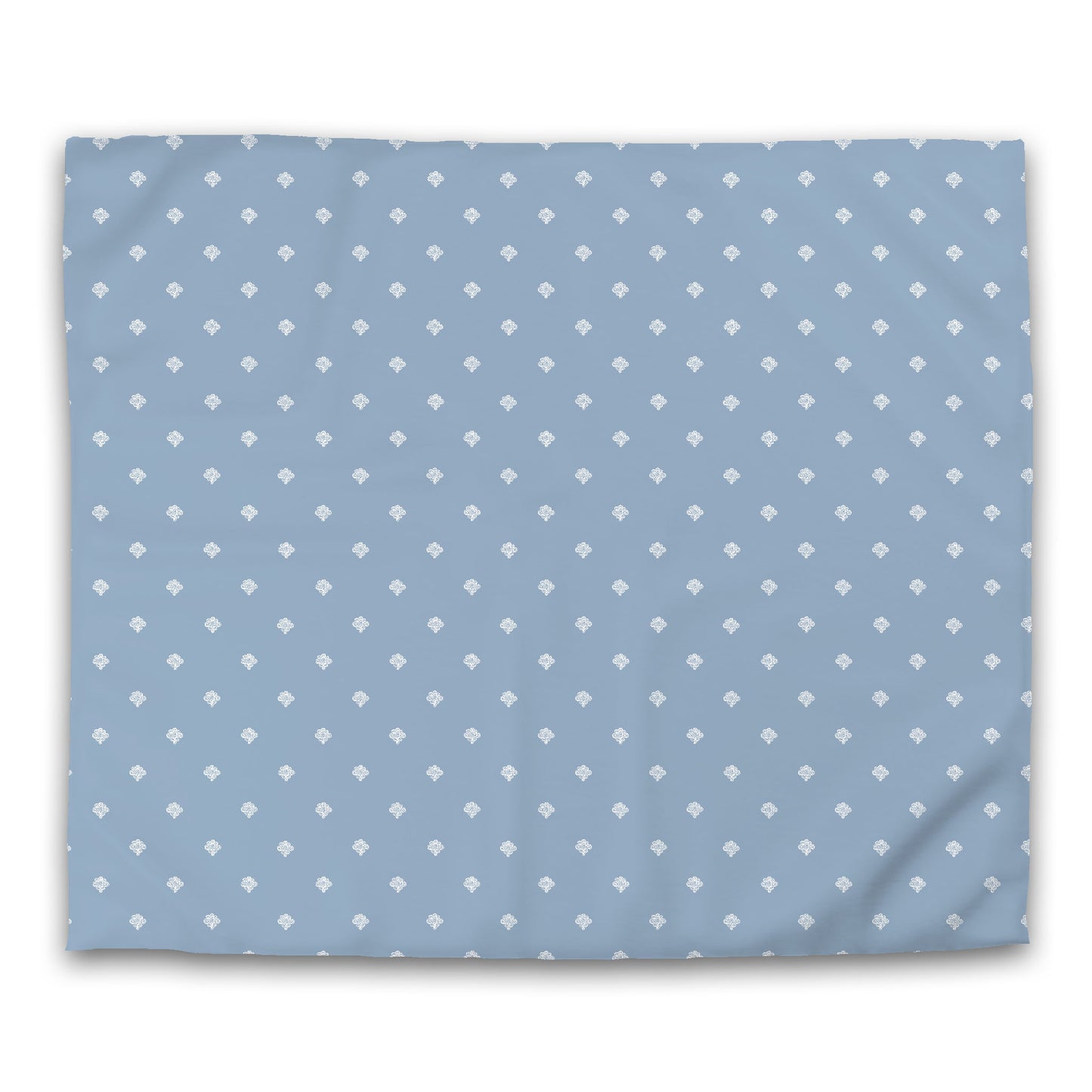 Blue Cotton Sateen Duvet Cover, Off-white Hand-painted Swizzle Motif Print, CSDU-1231-172, King - 269 x  234 cm / 106 x 92 inches