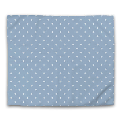 Blue Cotton Sateen Duvet Cover, Off-white Hand-painted Swizzle Motif Print, CSDU-1231-172, King - 269 x  234 cm / 106 x 92 inches