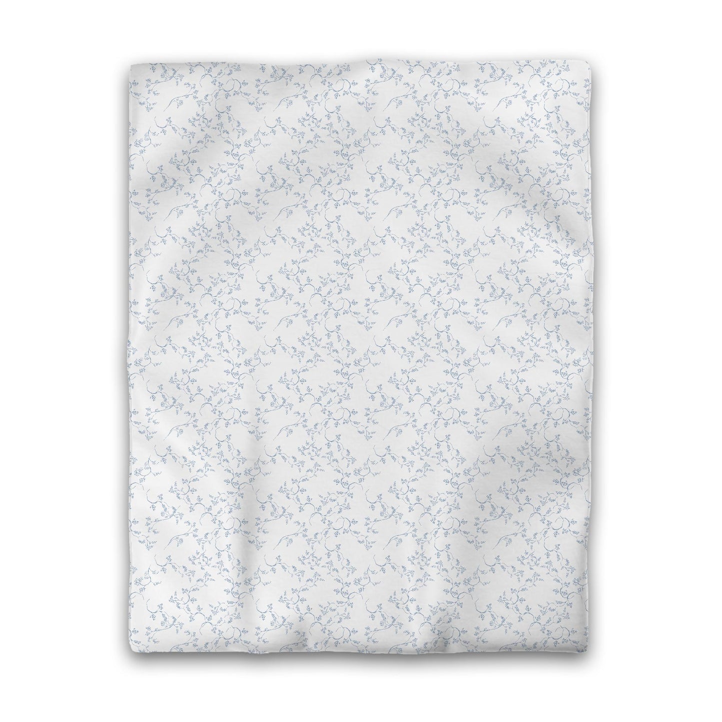 Off-white Cotton Sateen Duvet Cover, Blue Hand-painted Vine Print, CSDU-1231-181, Twin - 178 x 229 cm / 70 x 90 inches