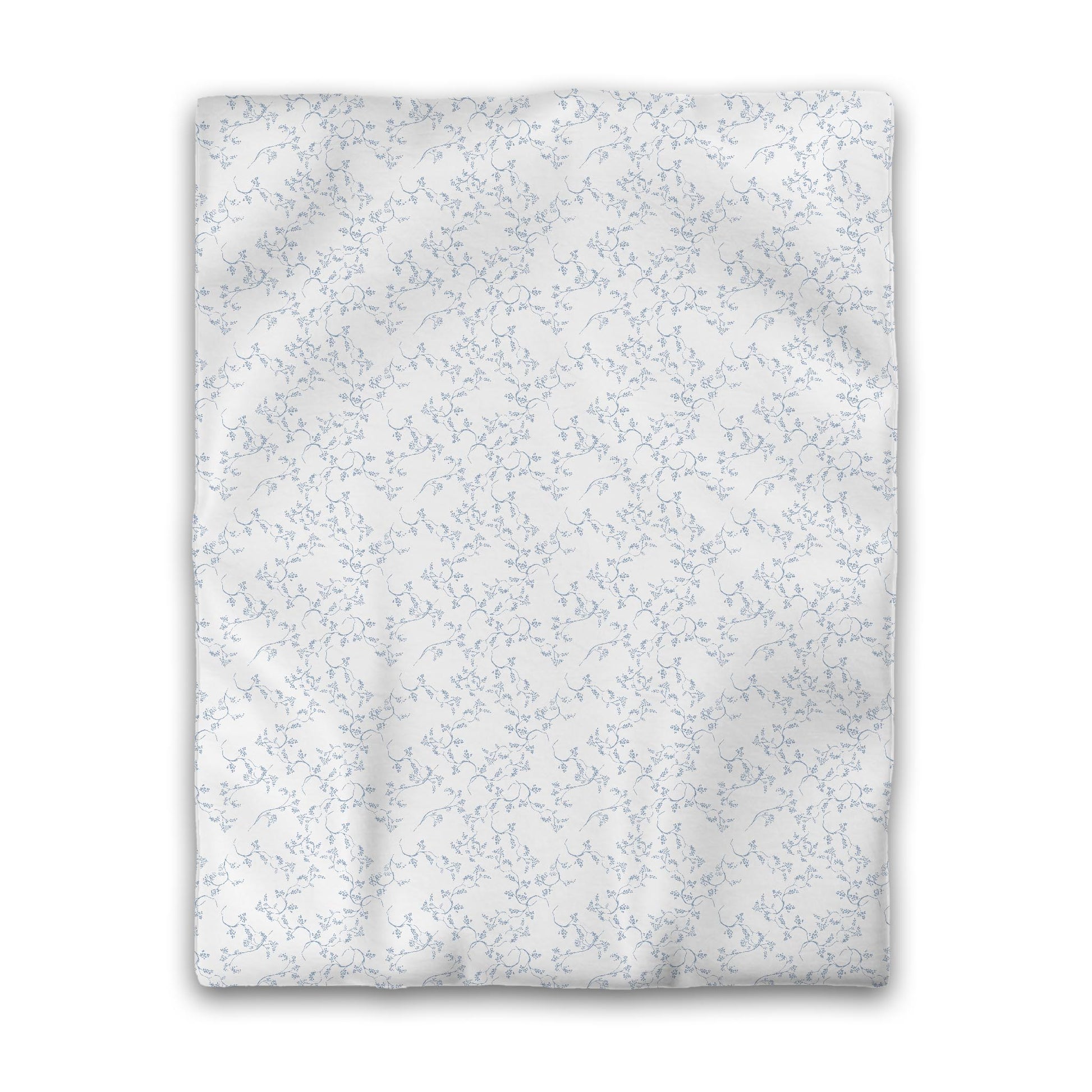 Off-white Cotton Sateen Duvet Cover, Blue Hand-painted Vine Print, CSDU-1231-181, Twin - 178 x 229 cm / 70 x 90 inches