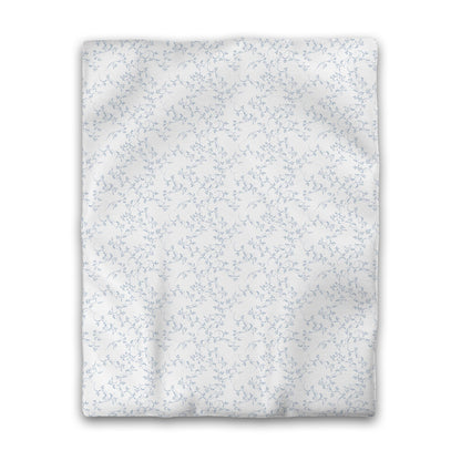 Off-white Cotton Sateen Duvet Cover, Blue Hand-painted Vine Print, CSDU-1231-181, Twin - 178 x 229 cm / 70 x 90 inches