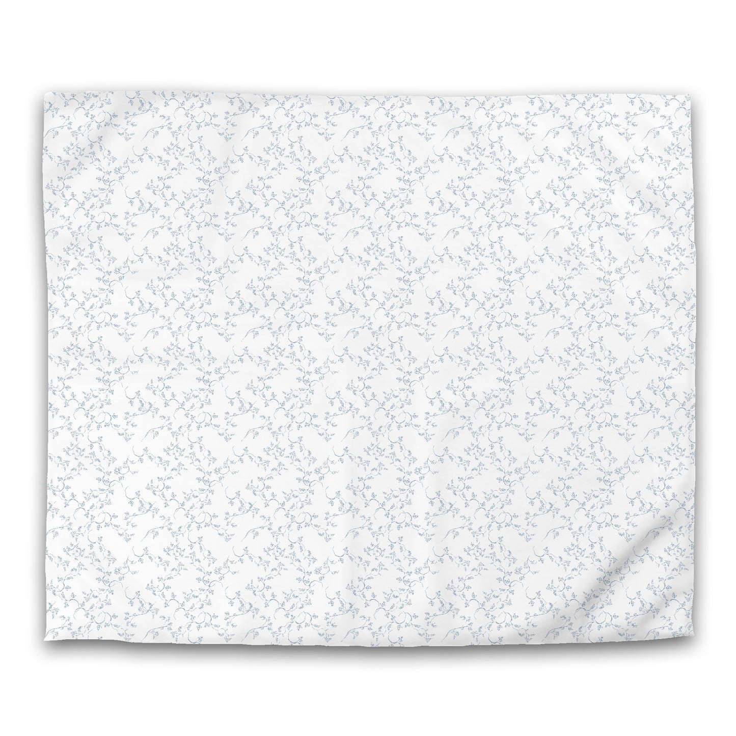 Off-white Cotton Sateen Duvet Cover, Blue Hand-painted Vine Print, CSDU-1231-181, King - 269 x  234 cm / 106 x 92 inches