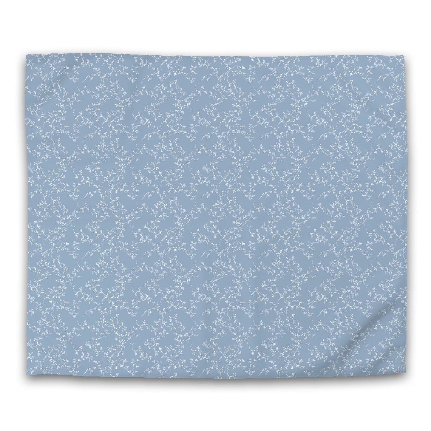 Blue Cotton Sateen Duvet Cover, Off-white Hand-painted Vine Print, CSDU-1231-182, King - 269 x  234 cm / 106 x 92 inches