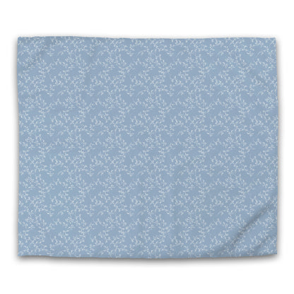 Blue Cotton Sateen Duvet Cover, Off-white Hand-painted Vine Print, CSDU-1231-182, King - 269 x  234 cm / 106 x 92 inches