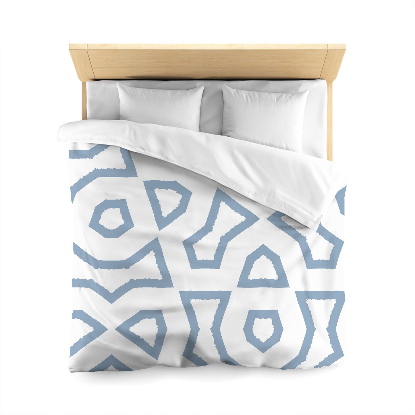 Off-white Cotton Sateen Duvet Cover, Bold Blue Graphic, CSDU-1231-391, Queen - 229 x 229 cm / 90 x 90 inches