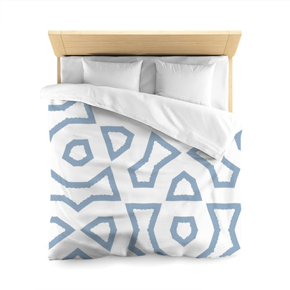 Off-white Cotton Sateen Duvet Cover, Bold Blue Graphic, CSDU-1231-391, Queen - 229 x 229 cm / 90 x 90 inches