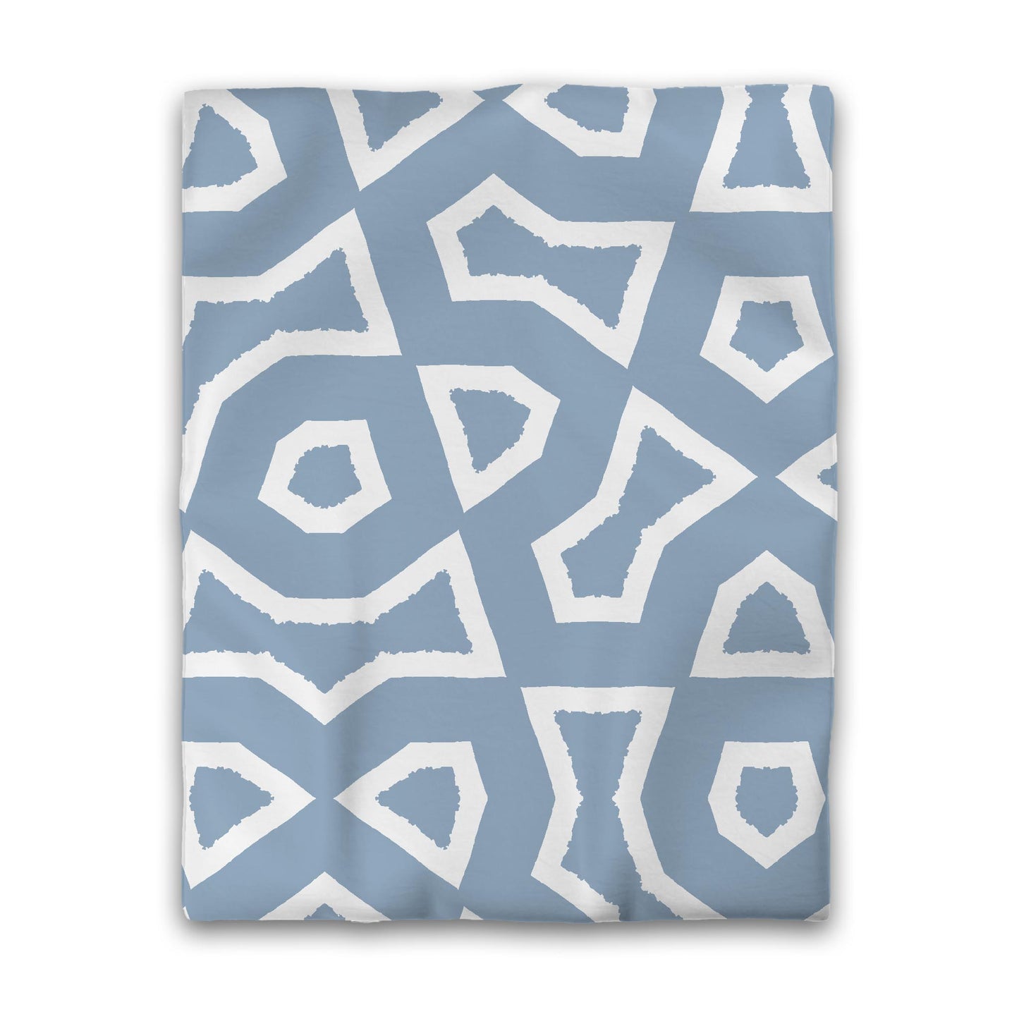 Blue Cotton Sateen Duvet Cover, Bold Off-white Graphic, CSDU-1231-392, Twin - 178 x 229 cm / 70 x 90 inches