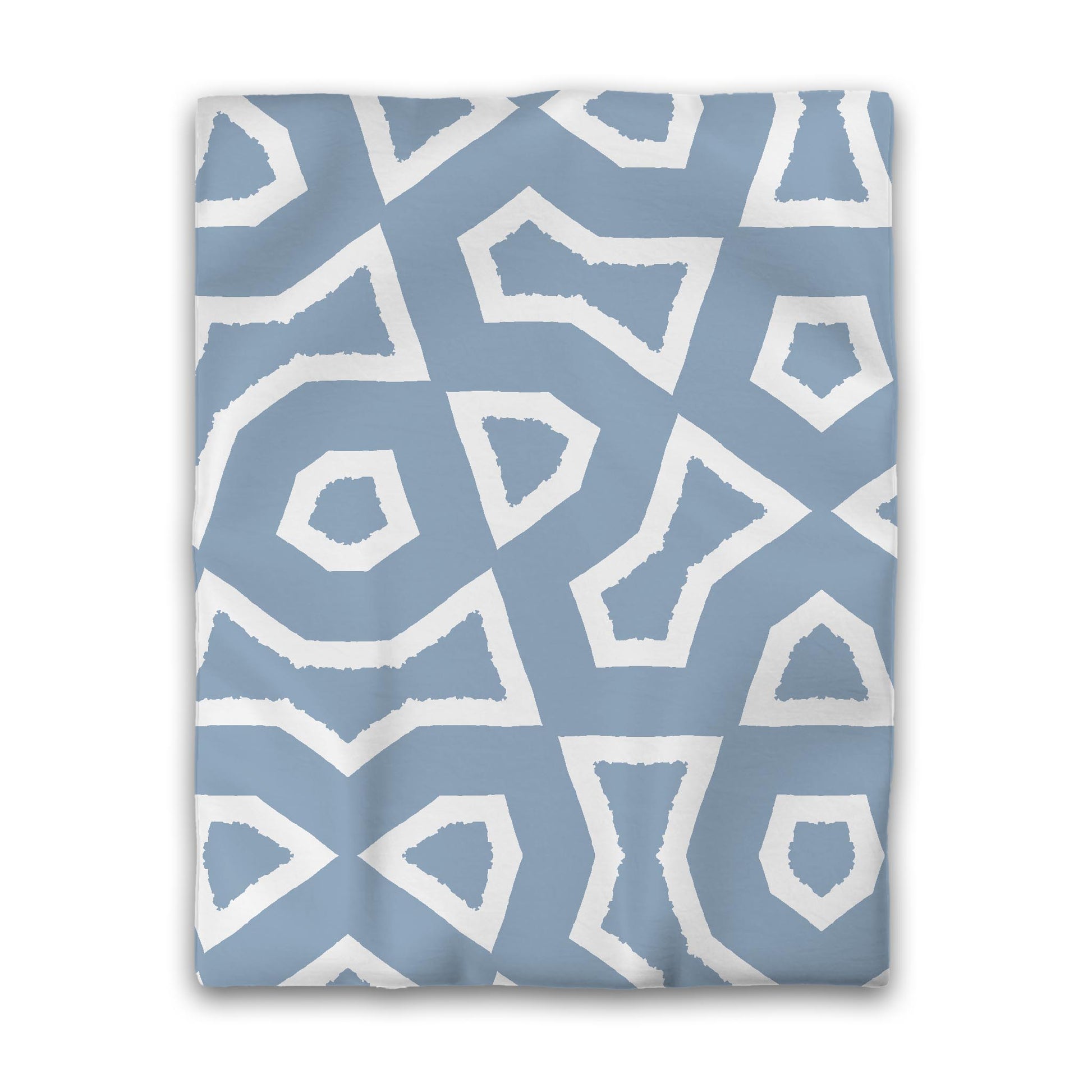 Blue Cotton Sateen Duvet Cover, Bold Off-white Graphic, CSDU-1231-392, Twin - 178 x 229 cm / 70 x 90 inches