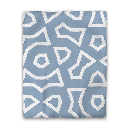 Blue Cotton Sateen Duvet Cover, Bold Off-white Graphic, CSDU-1231-392, Twin - 178 x 229 cm / 70 x 90 inches