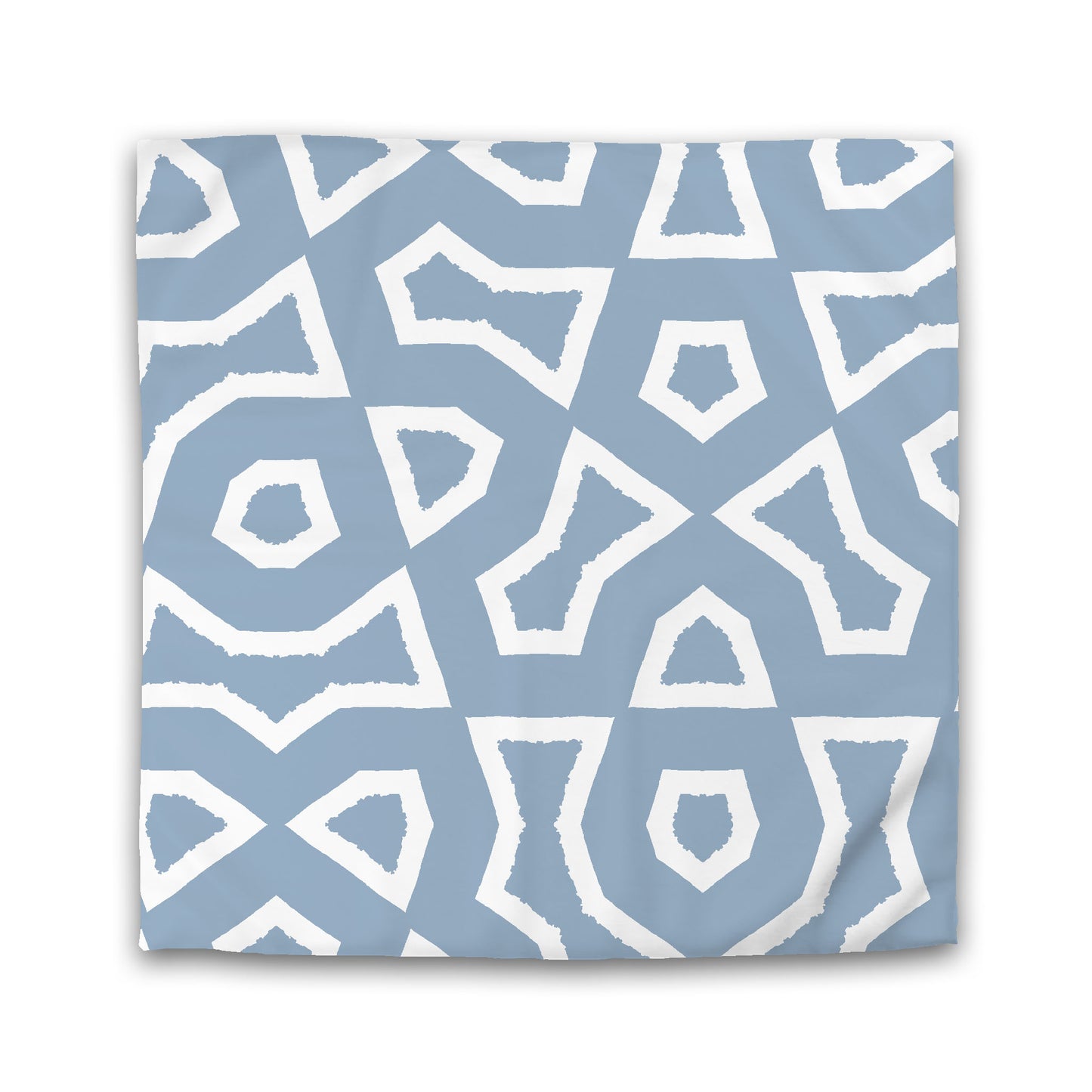 Blue Cotton Sateen Duvet Cover, Bold Off-white Graphic | CSDU-1231-392