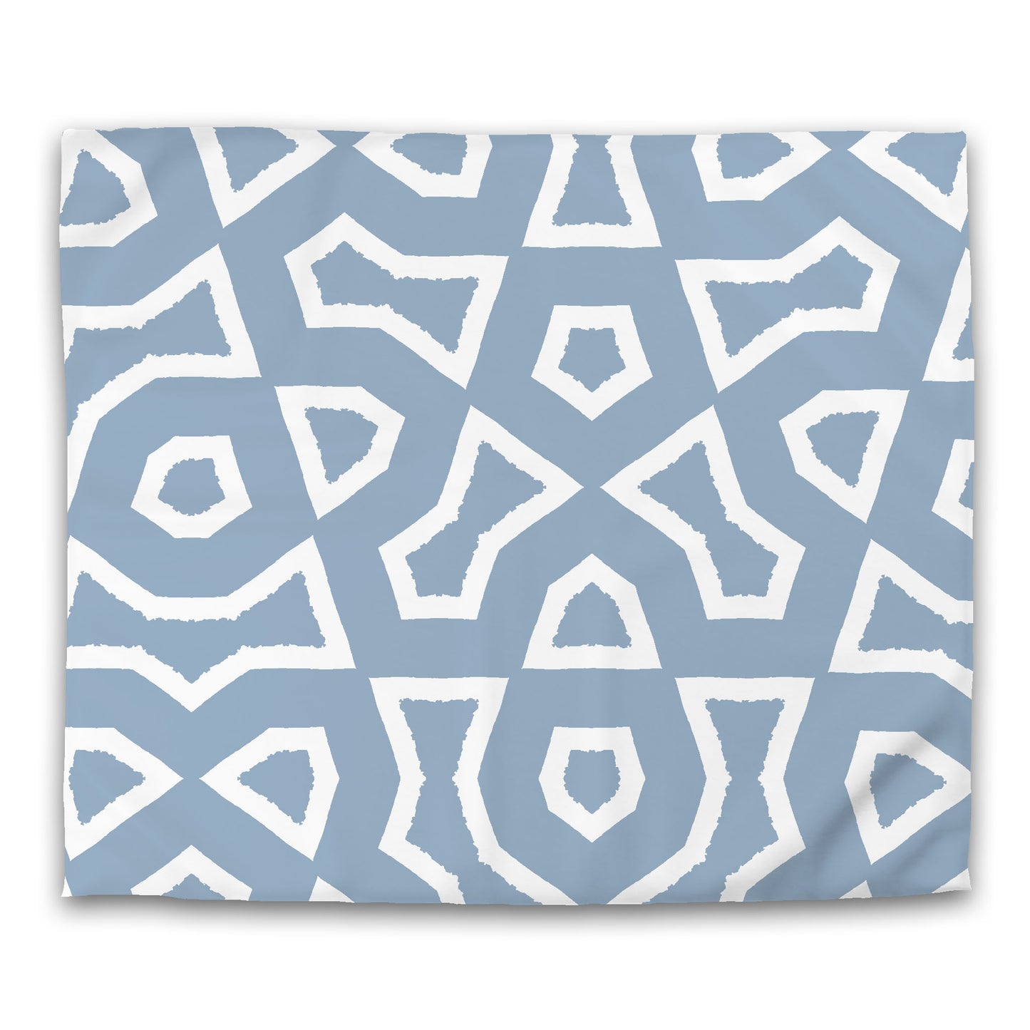 Blue Cotton Sateen Duvet Cover, Bold Off-white Graphic, CSDU-1231-392, King - 269 x  234 cm / 106 x 92 inches