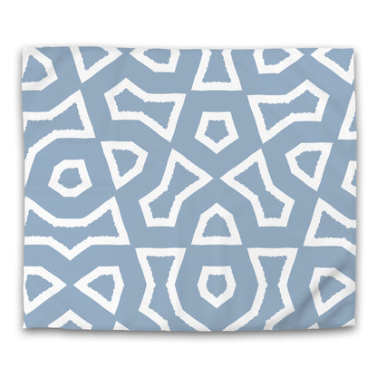 Blue Cotton Sateen Duvet Cover, Bold Off-white Graphic, CSDU-1231-392, King - 269 x  234 cm / 106 x 92 inches