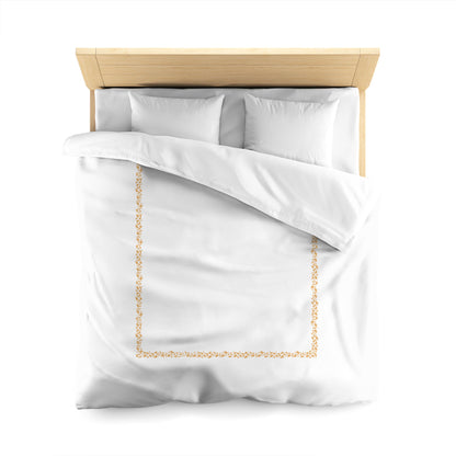 Off-white Cotton Sateen Duvet Cover, Pale Orange Hand-painted Dab Motif Print, Classic Border, CSDU-1232-091, Queen - 229 x 229 cm / 90 x 90 inches