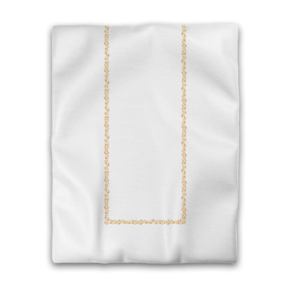 Off-white Cotton Sateen Duvet Cover, Pale Orange Hand-painted Dab Motif Print, Classic Border, CSDU-1232-091, Twin - 178 x 229 cm / 70 x 90 inches