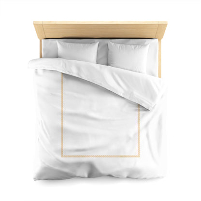 Off-white Cotton Sateen Duvet Cover, Pale Orange Repeating Square Motif Print, Classic Border, CSDU-1232-121, Queen - 229 x 229 cm / 90 x 90 inches