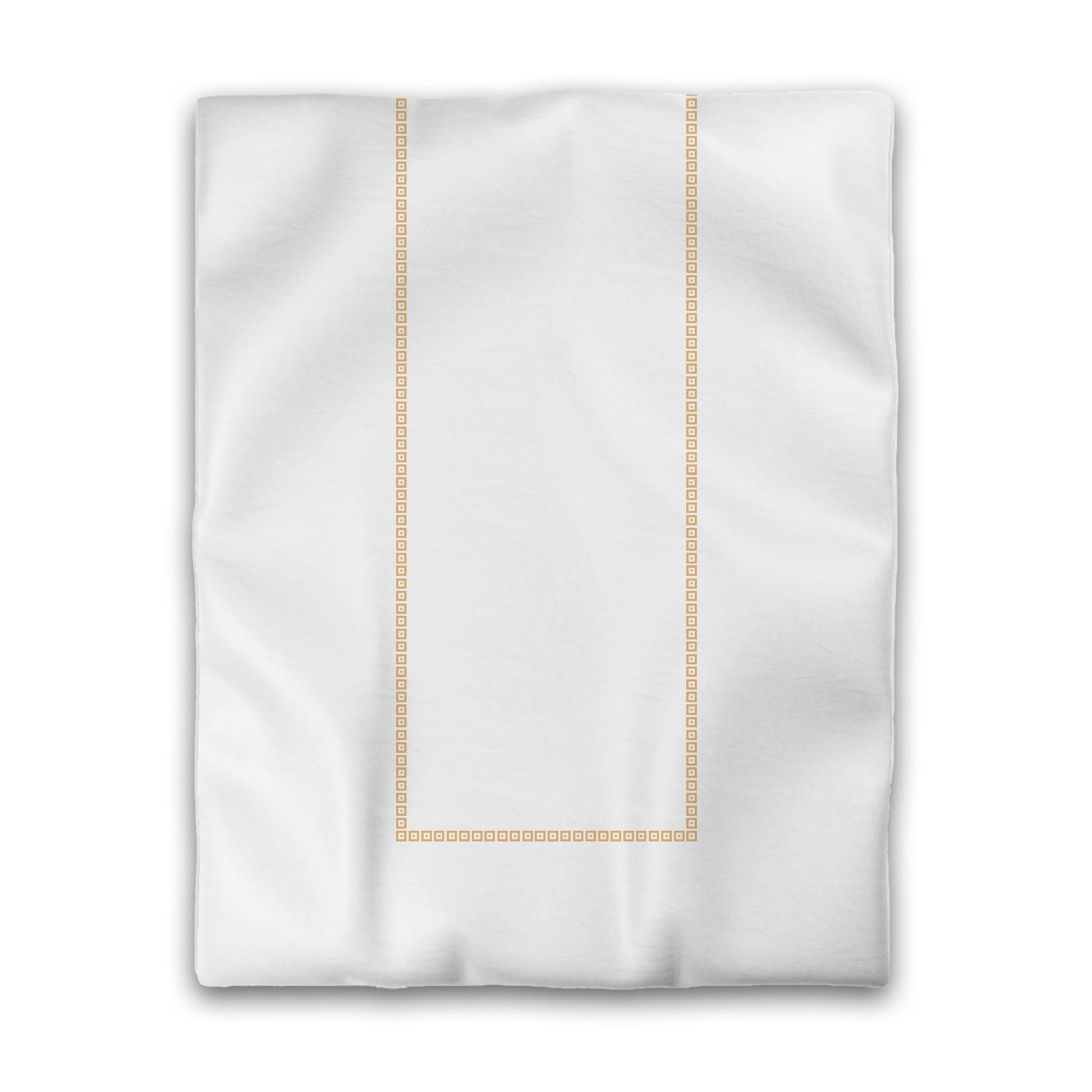 Off-white Cotton Sateen Duvet Cover, Pale Orange Repeating Square Motif Print, Classic Border, CSDU-1232-121, Twin - 178 x 229 cm / 70 x 90 inches