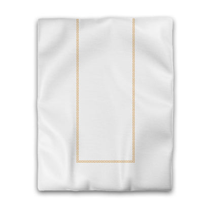 Off-white Cotton Sateen Duvet Cover, Pale Orange Repeating Square Motif Print, Classic Border, CSDU-1232-121, Twin - 178 x 229 cm / 70 x 90 inches