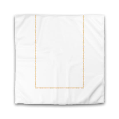 Off-white Cotton Sateen Duvet Cover, Pale Orange Repeating Square Motif Print, Classic Border | CSDU-1232-121