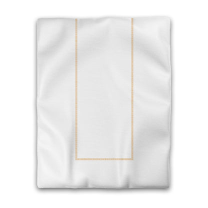 Off-white Cotton Sateen Duvet Cover, Pale Orange Single Weave Motif Print, Classic Border, CSDU-1232-141, Twin - 178 x 229 cm / 70 x 90 inches