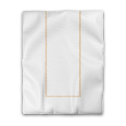 Off-white Cotton Sateen Duvet Cover, Pale Orange Double Weave Motif Print, Classic Border, CSDU-1232-143, Twin - 178 x 229 cm / 70 x 90 inches
