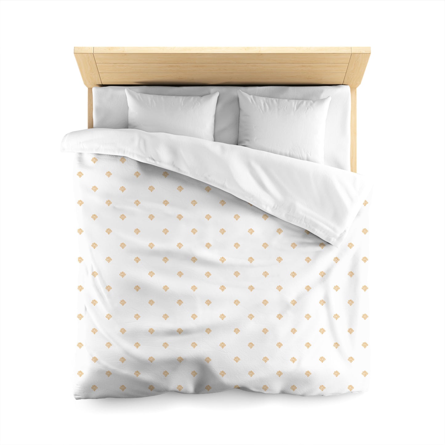 Off-white Cotton Sateen Duvet Cover, Pale Orange Hand-painted Swizzle Motif Print, CSDU-1232-171, Queen - 229 x 229 cm / 90 x 90 inches
