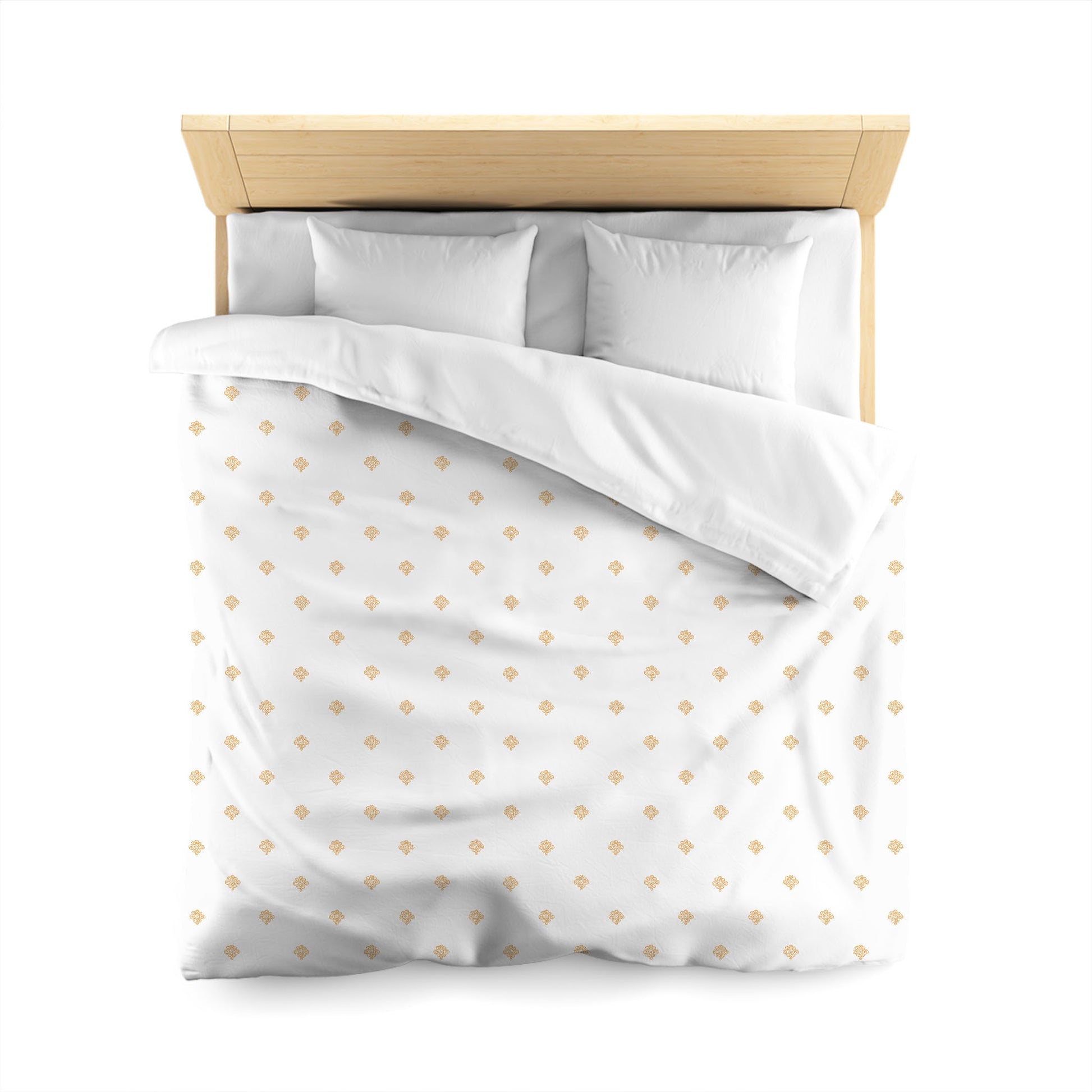 Off-white Cotton Sateen Duvet Cover, Pale Orange Hand-painted Swizzle Motif Print, CSDU-1232-171, Queen - 229 x 229 cm / 90 x 90 inches