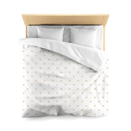 Off-white Cotton Sateen Duvet Cover, Pale Orange Hand-painted Swizzle Motif Print, CSDU-1232-171, Queen - 229 x 229 cm / 90 x 90 inches