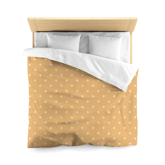 Pale Orange Cotton Sateen Duvet Cover, Off-white Hand-painted Swizzle Motif Print, CSDU-1232-172, Queen - 229 x 229 cm / 90 x 90 inches