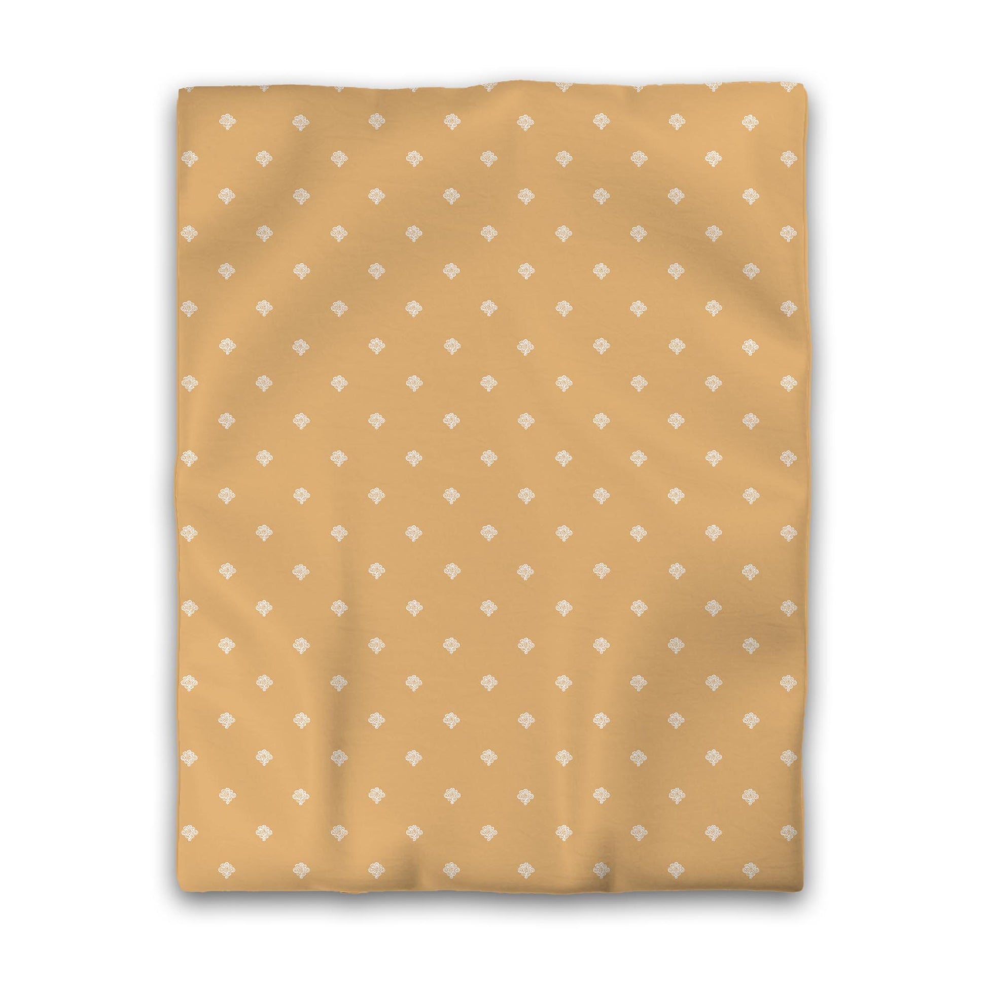 Pale Orange Cotton Sateen Duvet Cover, Off-white Hand-painted Swizzle Motif Print, CSDU-1232-172, Twin - 178 x 229 cm / 70 x 90 inches