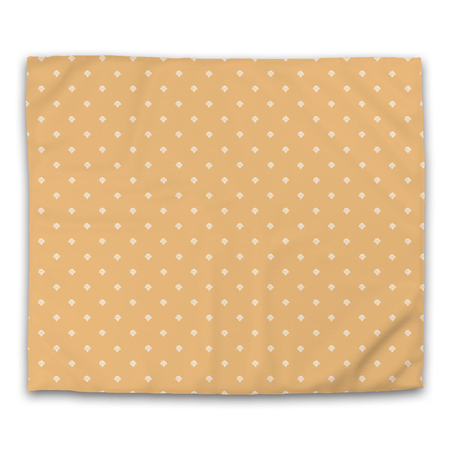 Pale Orange Cotton Sateen Duvet Cover, Off-white Hand-painted Swizzle Motif Print, CSDU-1232-172, King - 269 x  234 cm / 106 x 92 inches