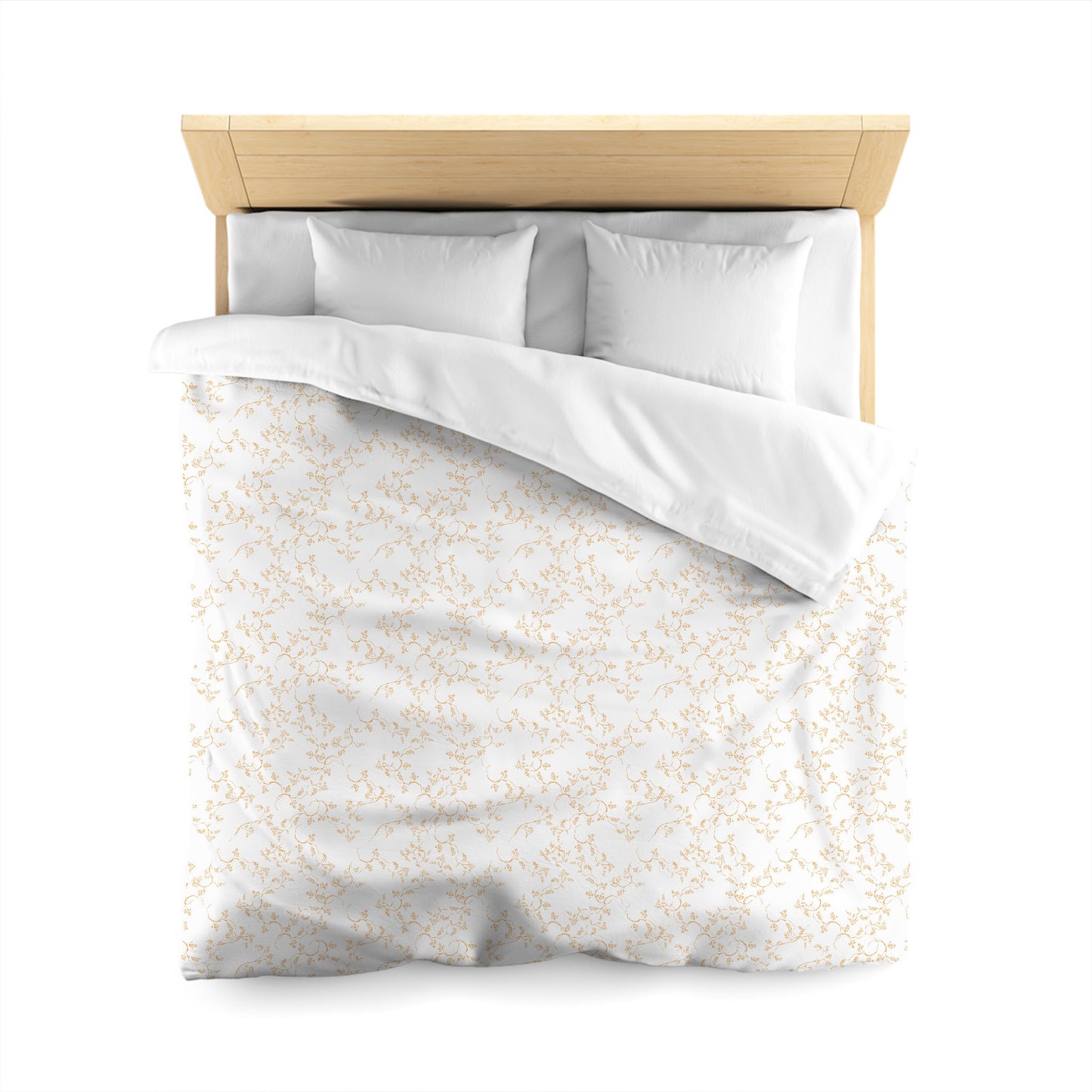 Off-white Cotton Sateen Duvet Cover, Pale Orange Hand-painted Vine Print, CSDU-1232-181, Queen - 229 x 229 cm / 90 x 90 inches