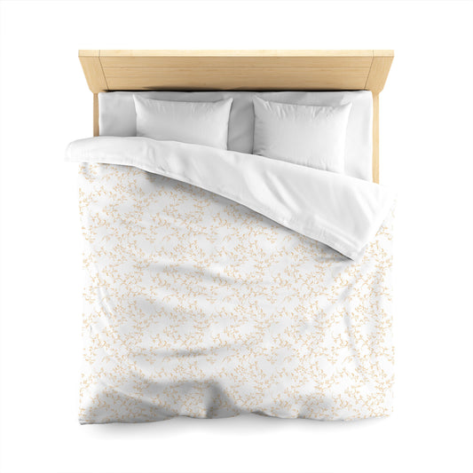 Off-white Cotton Sateen Duvet Cover, Pale Orange Hand-painted Vine Print, CSDU-1232-181, Queen - 229 x 229 cm / 90 x 90 inches