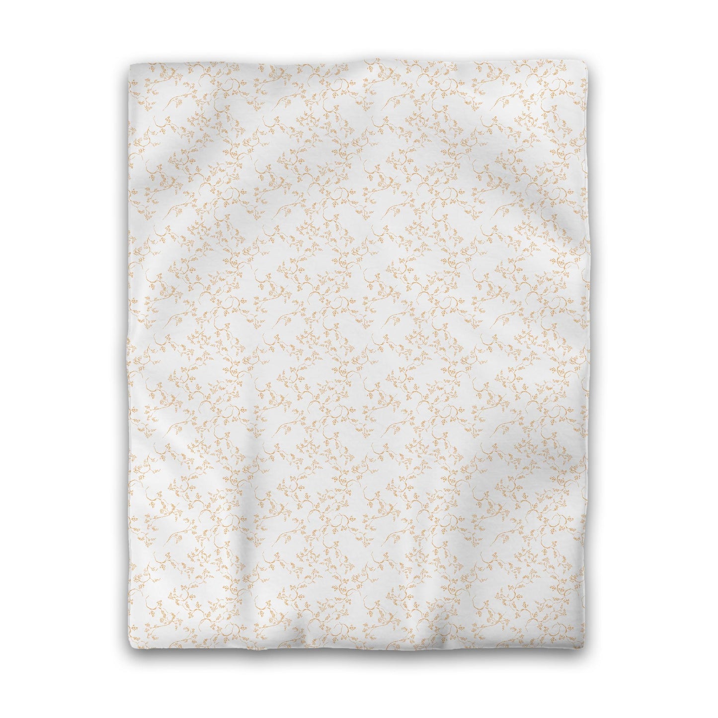 Off-white Cotton Sateen Duvet Cover, Pale Orange Hand-painted Vine Print, CSDU-1232-181, Twin - 178 x 229 cm / 70 x 90 inches