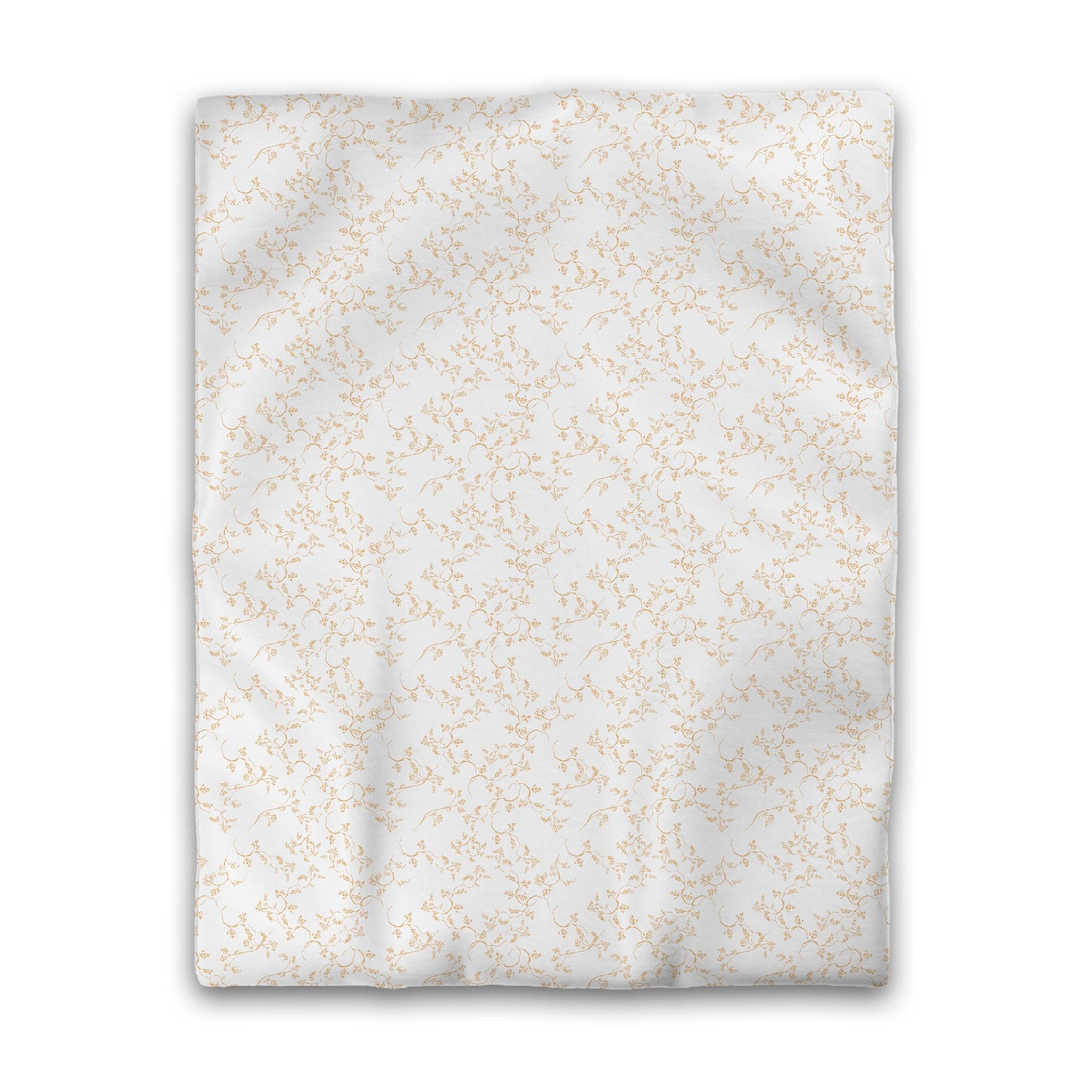 Off-white Cotton Sateen Duvet Cover, Pale Orange Hand-painted Vine Print, CSDU-1232-181, Twin - 178 x 229 cm / 70 x 90 inches