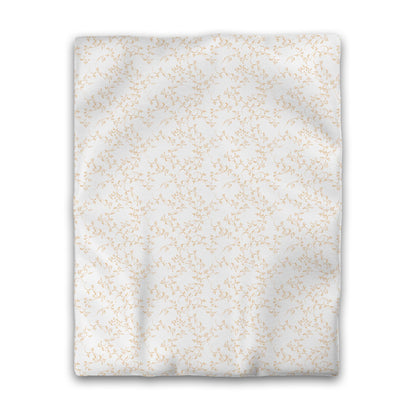 Off-white Cotton Sateen Duvet Cover, Pale Orange Hand-painted Vine Print, CSDU-1232-181, Twin - 178 x 229 cm / 70 x 90 inches