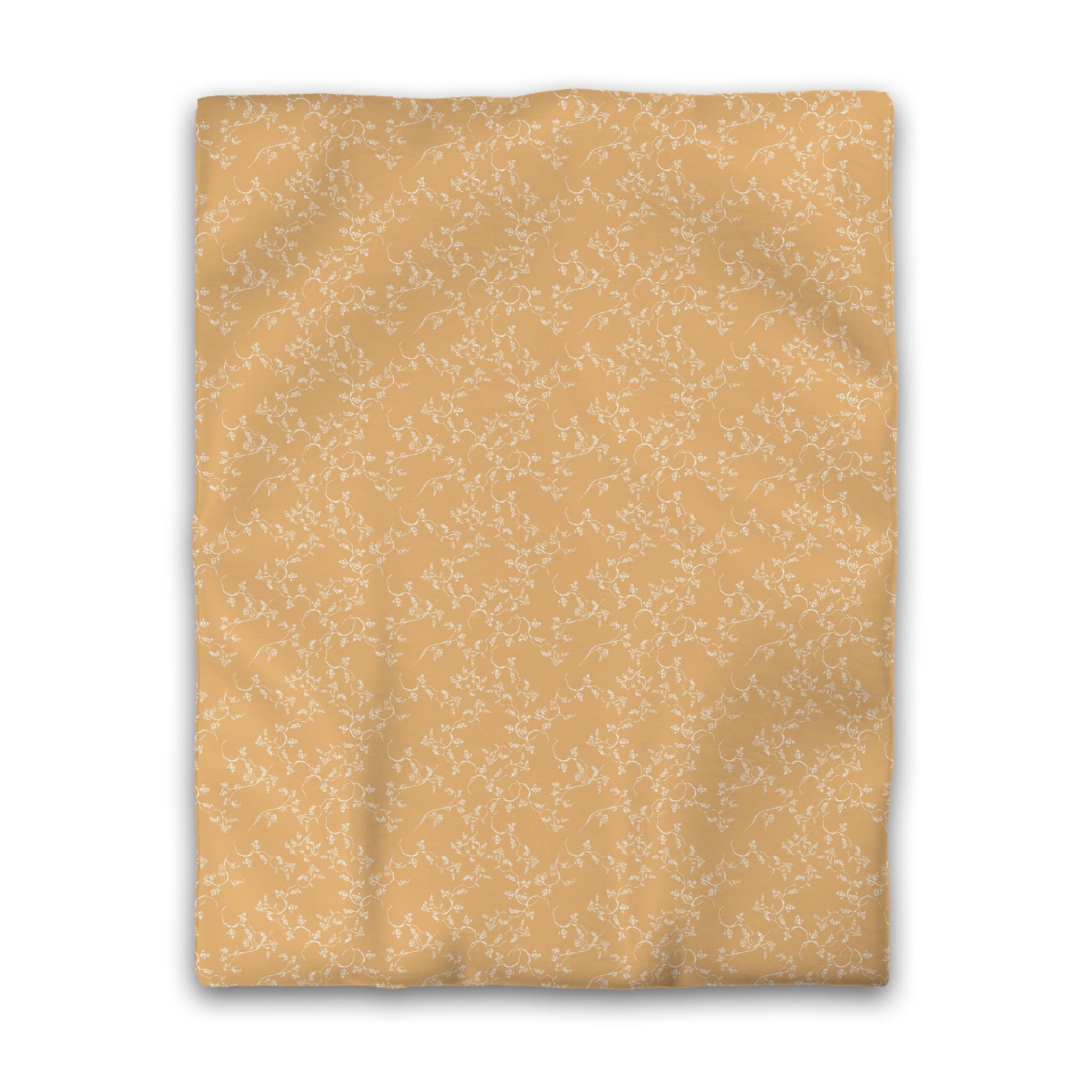Pale Orange Cotton Sateen Duvet Cover, Off-white Hand-painted Vine Print, CSDU-1232-182, Twin - 178 x 229 cm / 70 x 90 inches