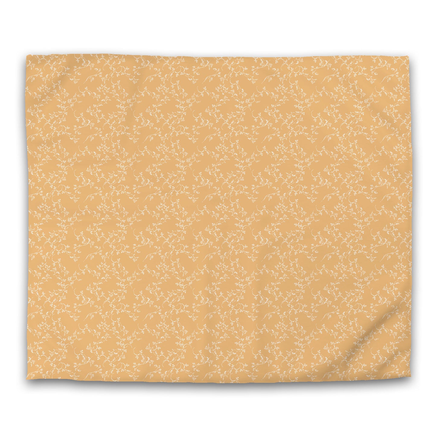 Pale Orange Cotton Sateen Duvet Cover, Off-white Hand-painted Vine Print, CSDU-1232-182, King - 269 x  234 cm / 106 x 92 inches