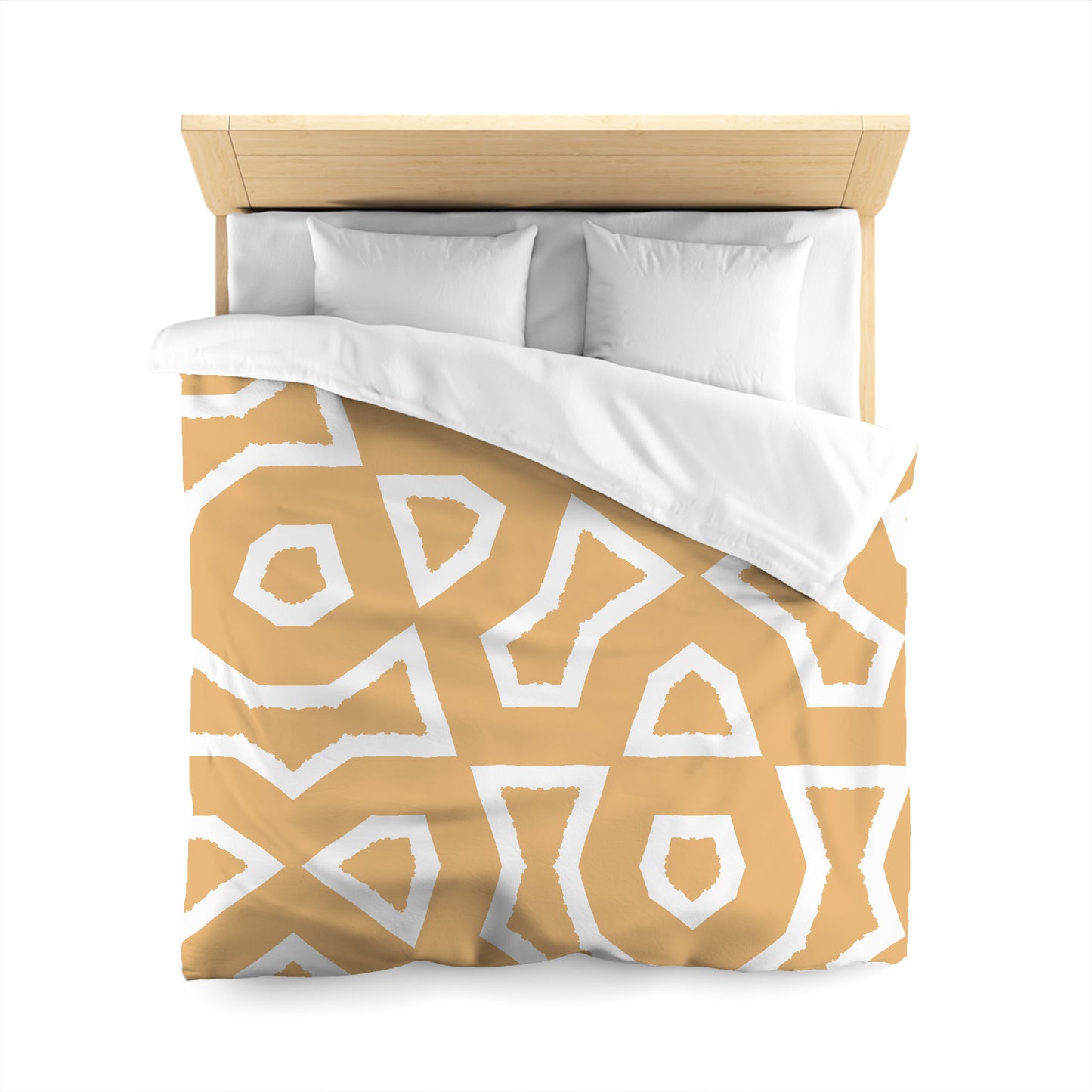 Pale Orange Cotton Sateen Duvet Cover, Bold Off-white Graphic, CSDU-1232-392, Queen - 229 x 229 cm / 90 x 90 inches