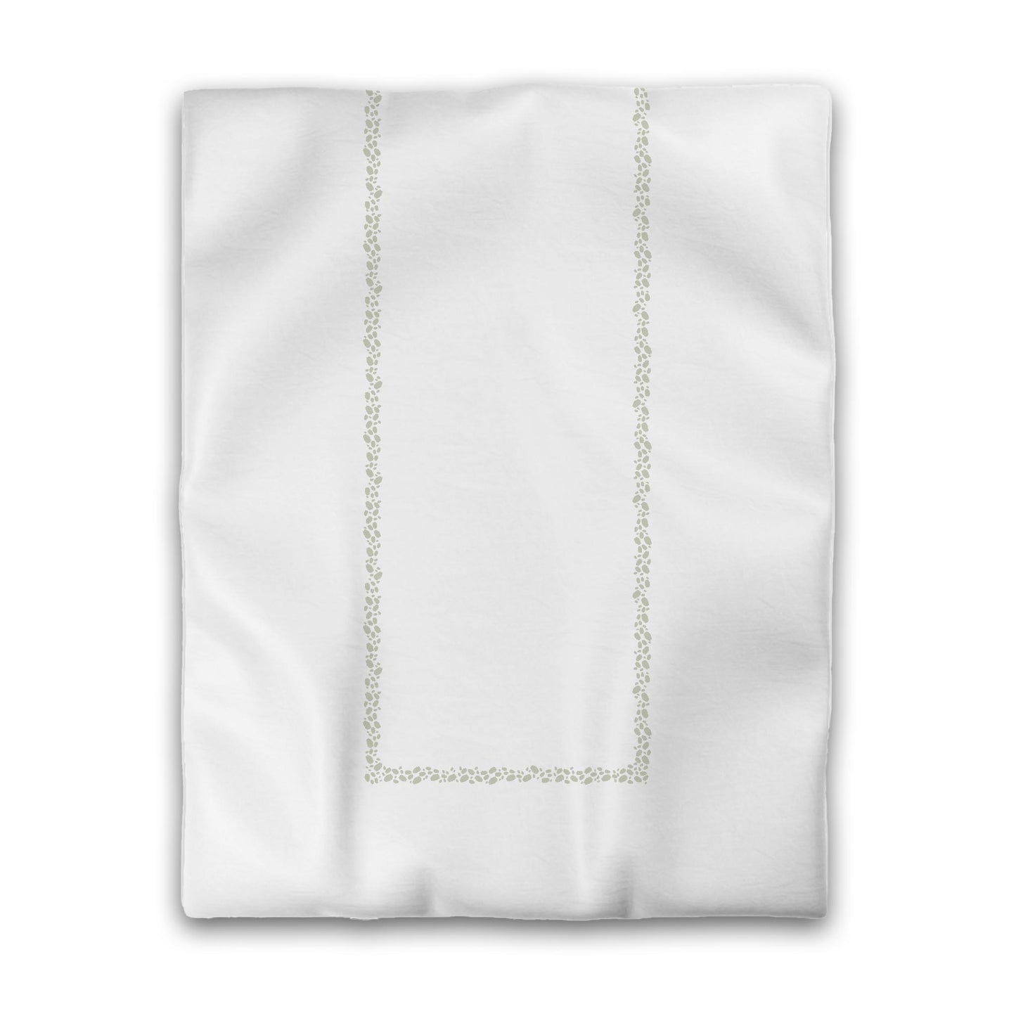 Off-white Cotton Sateen Duvet Cover, Pale Green Hand-painted Dab Motif Print, Classic Border, CSDU-1241-091, Twin - 178 x 229 cm / 70 x 90 inches