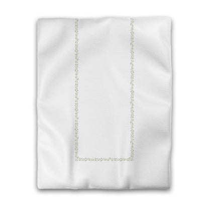 Off-white Cotton Sateen Duvet Cover, Pale Green Hand-painted Dab Motif Print, Classic Border, CSDU-1241-091, Twin - 178 x 229 cm / 70 x 90 inches