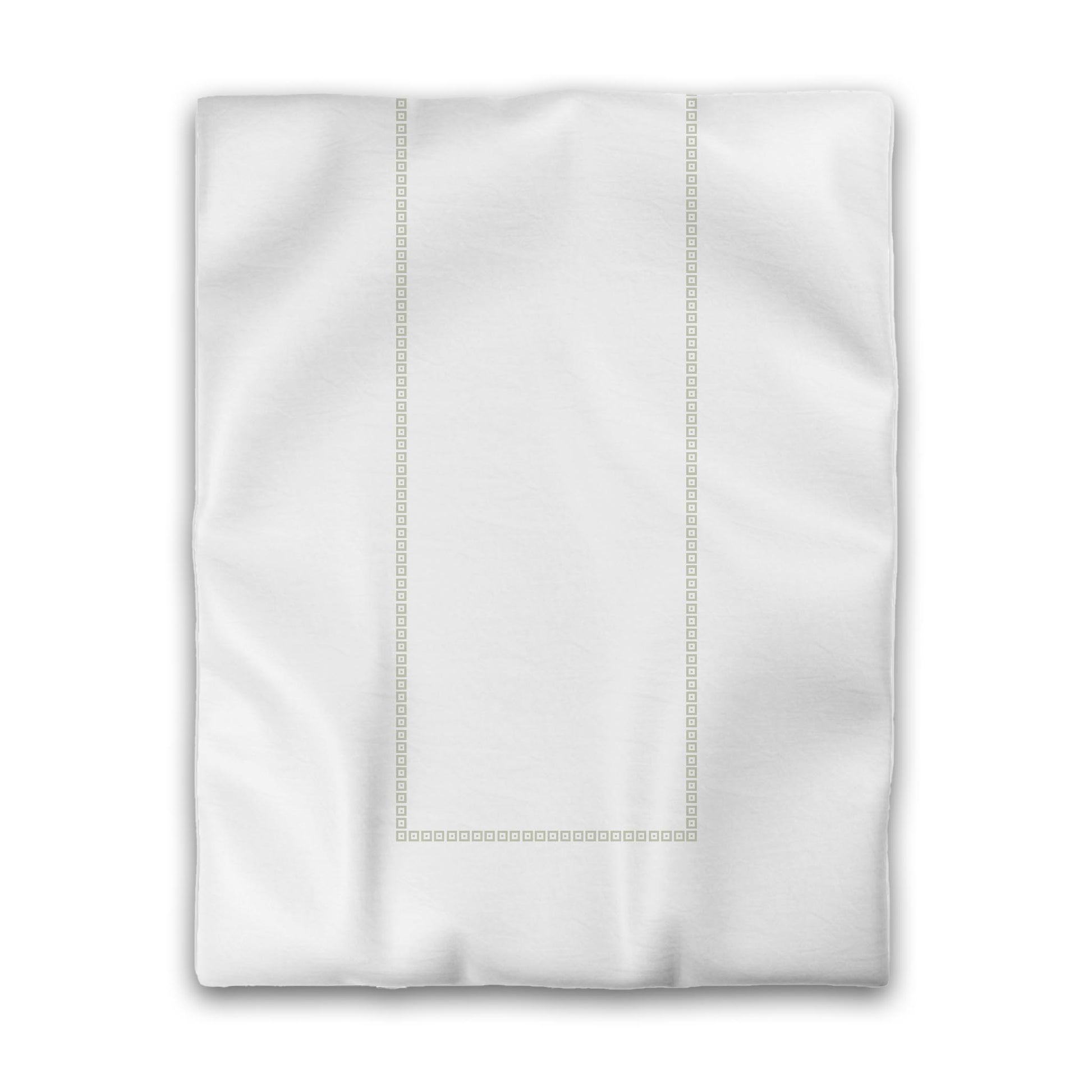 Off-white Cotton Sateen Duvet Cover, Pale Green Repeating Square Motif Print, Classic Border, CSDU-1241-121, Twin - 178 x 229 cm / 70 x 90 inches