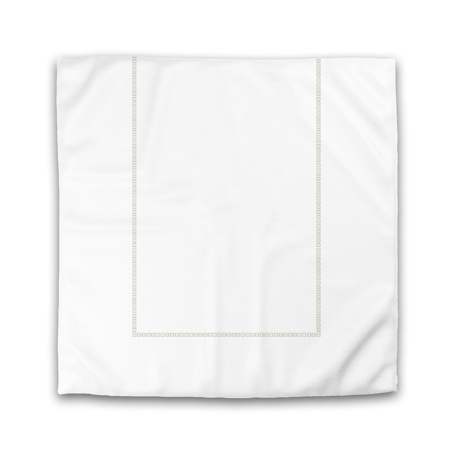 Off-white Cotton Sateen Duvet Cover, Pale Green Repeating Square Motif Print, Classic Border | CSDU-1241-121