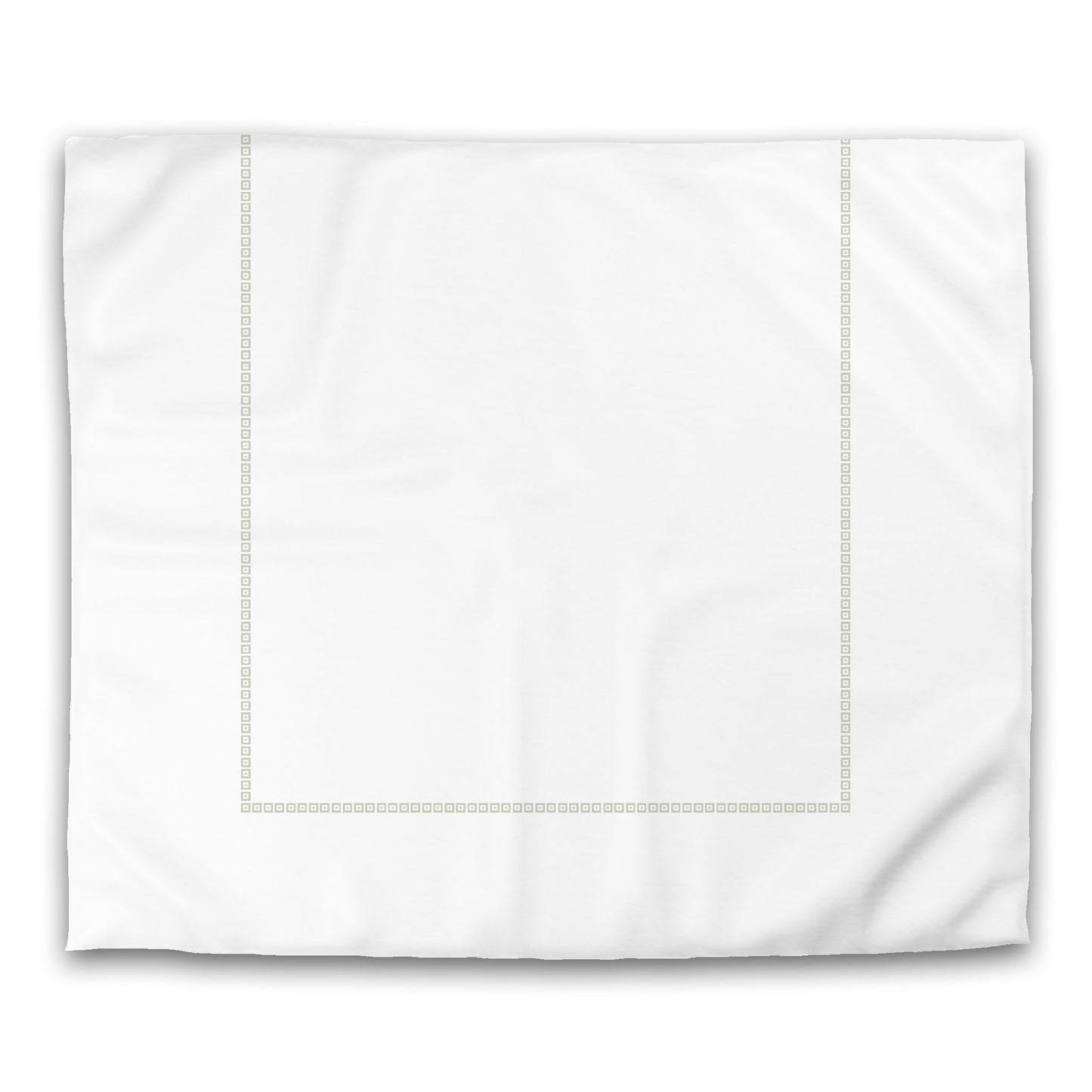Off-white Cotton Sateen Duvet Cover, Pale Green Repeating Square Motif Print, Classic Border, CSDU-1241-121, King - 269 x  234 cm / 106 x 92 inches
