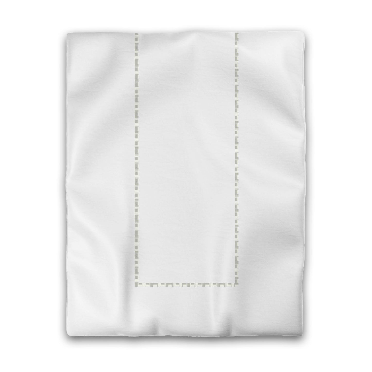 Off-white Cotton Sateen Duvet Cover, Pale Green Single Weave Motif Print, Classic Border, CSDU-1241-141, Twin - 178 x 229 cm / 70 x 90 inches