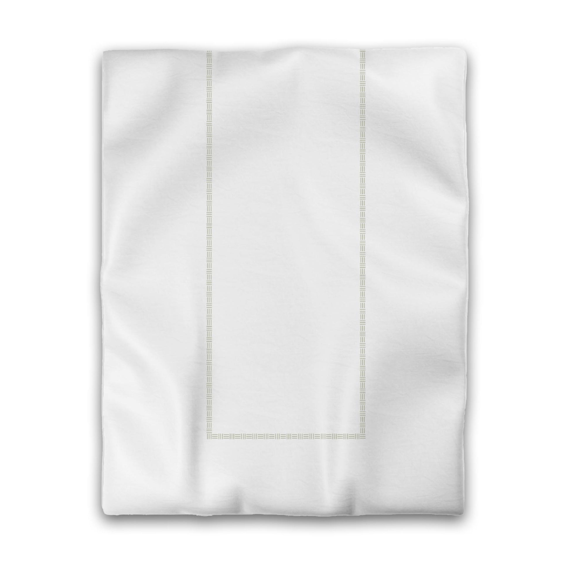 Off-white Cotton Sateen Duvet Cover, Pale Green Single Weave Motif Print, Classic Border, CSDU-1241-141, Twin - 178 x 229 cm / 70 x 90 inches