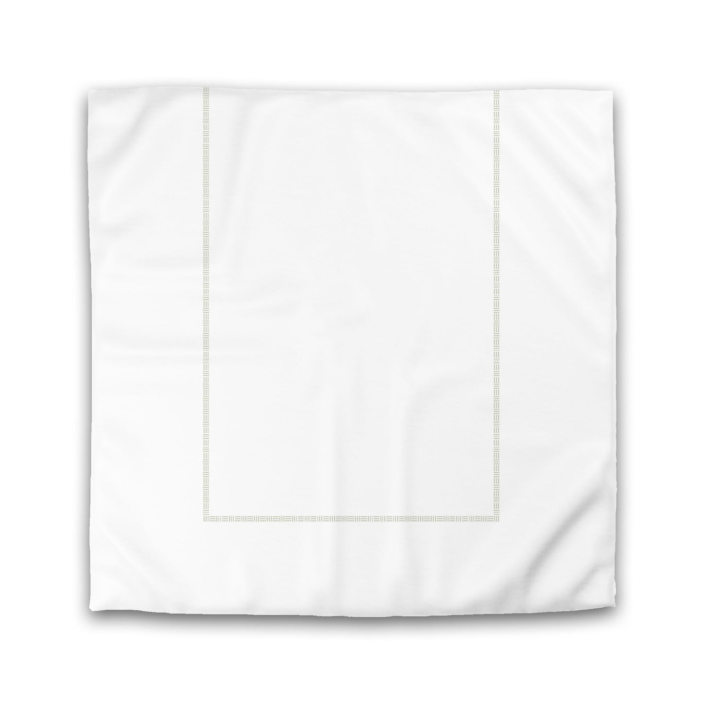 Off-white Cotton Sateen Duvet Cover, Pale Green Single Weave Motif Print, Classic Border | CSDU-1241-141