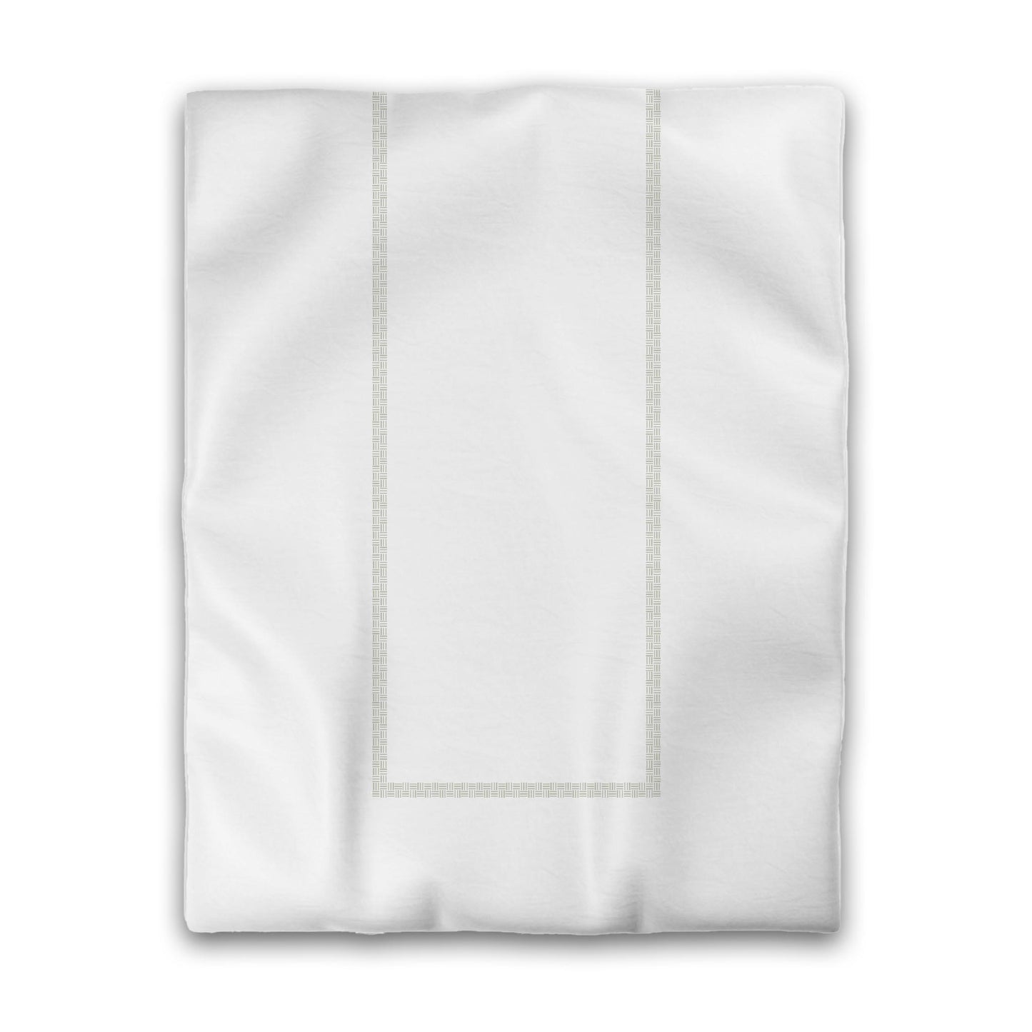 Off-white Cotton Sateen Duvet Cover, Pale Green Double Weave Motif Print, Classic Border, CSDU-1241-143, Twin - 178 x 229 cm / 70 x 90 inches