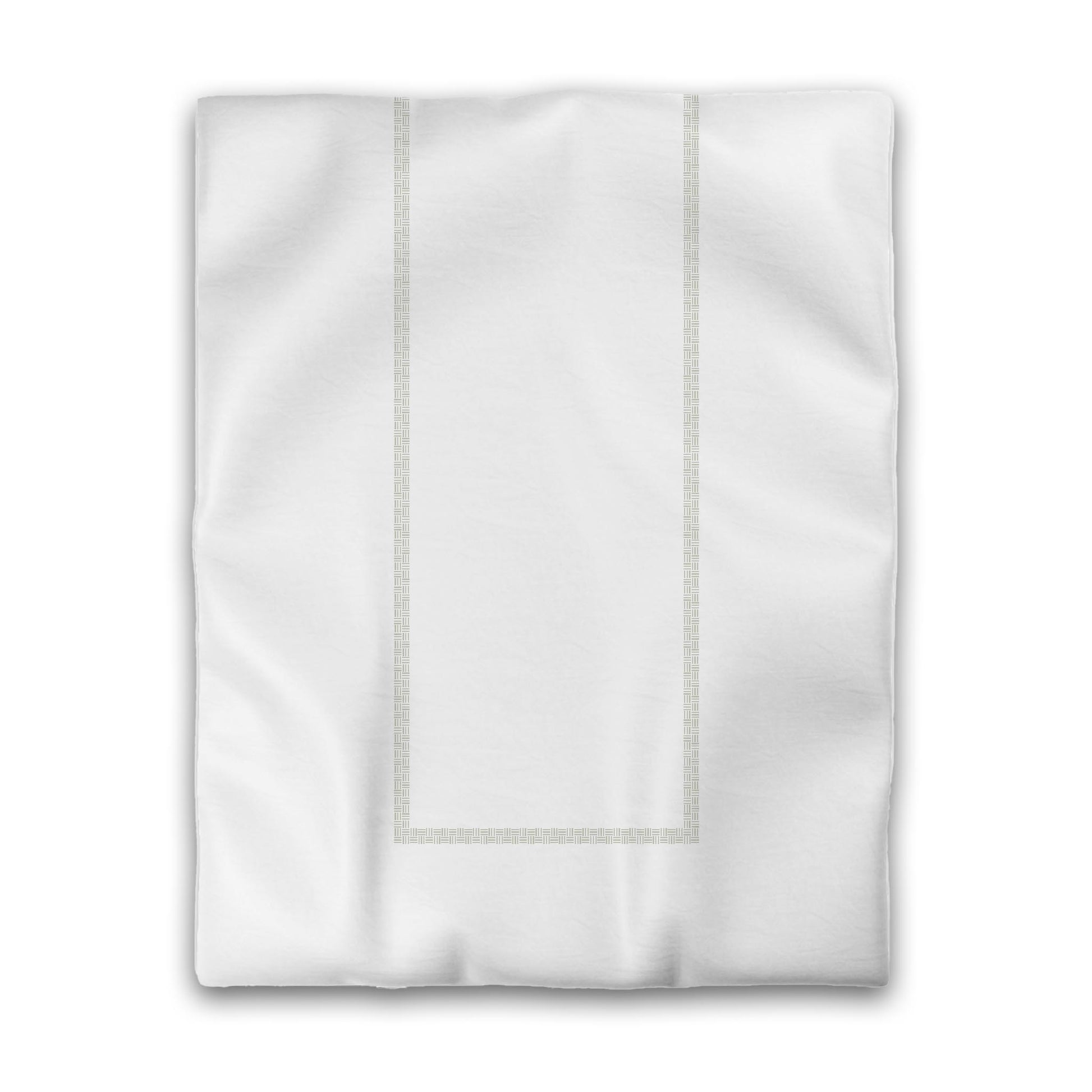 Off-white Cotton Sateen Duvet Cover, Pale Green Double Weave Motif Print, Classic Border, CSDU-1241-143, Twin - 178 x 229 cm / 70 x 90 inches