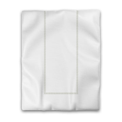 Off-white Cotton Sateen Duvet Cover, Pale Green Double Weave Motif Print, Classic Border, CSDU-1241-143, Twin - 178 x 229 cm / 70 x 90 inches